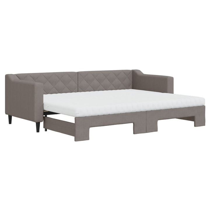 daybed med udtræk og madras 80x200 cm stof gråbrun