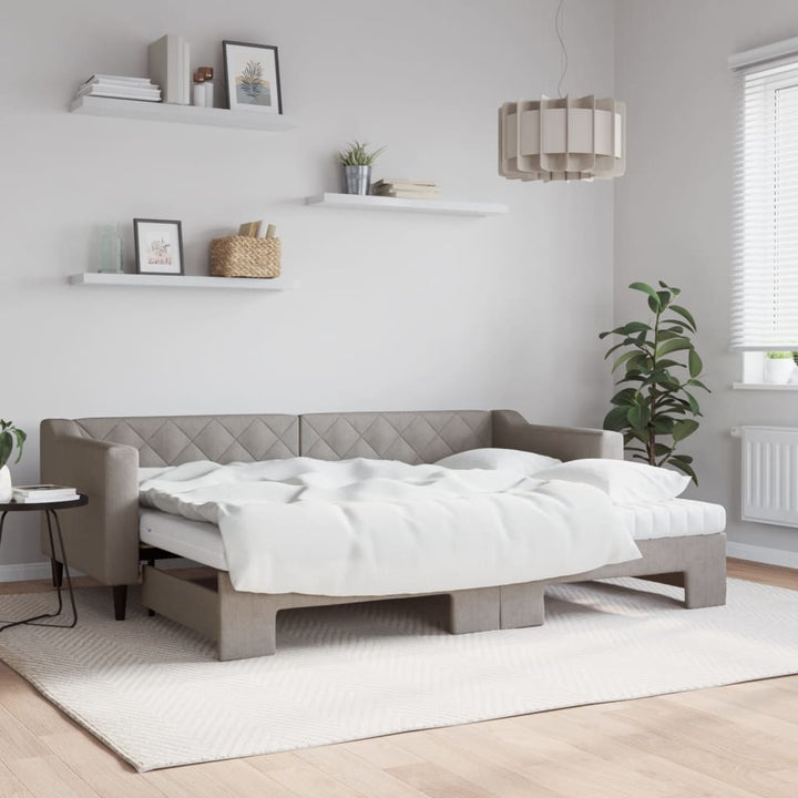 daybed med udtræk og madras 80x200 cm stof gråbrun
