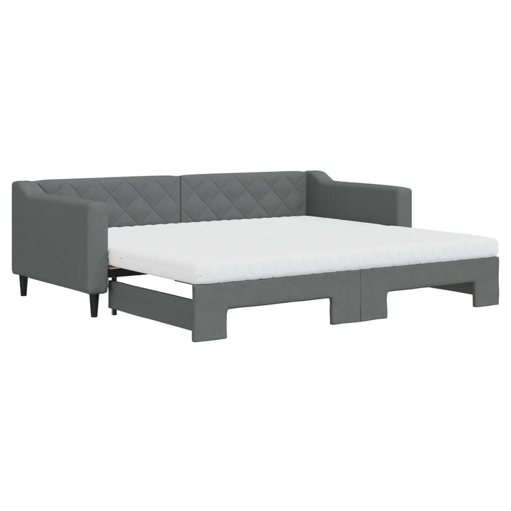 daybed med udtræk og madras 90x200 cm stof mørkegrå