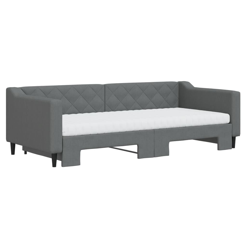 daybed med udtræk og madras 90x200 cm stof mørkegrå