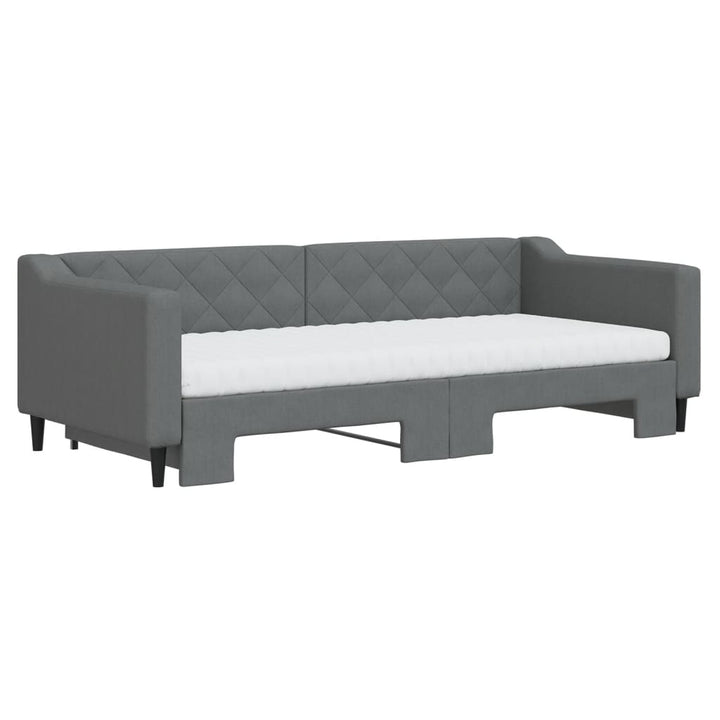 daybed med udtræk og madras 90x200 cm stof mørkegrå