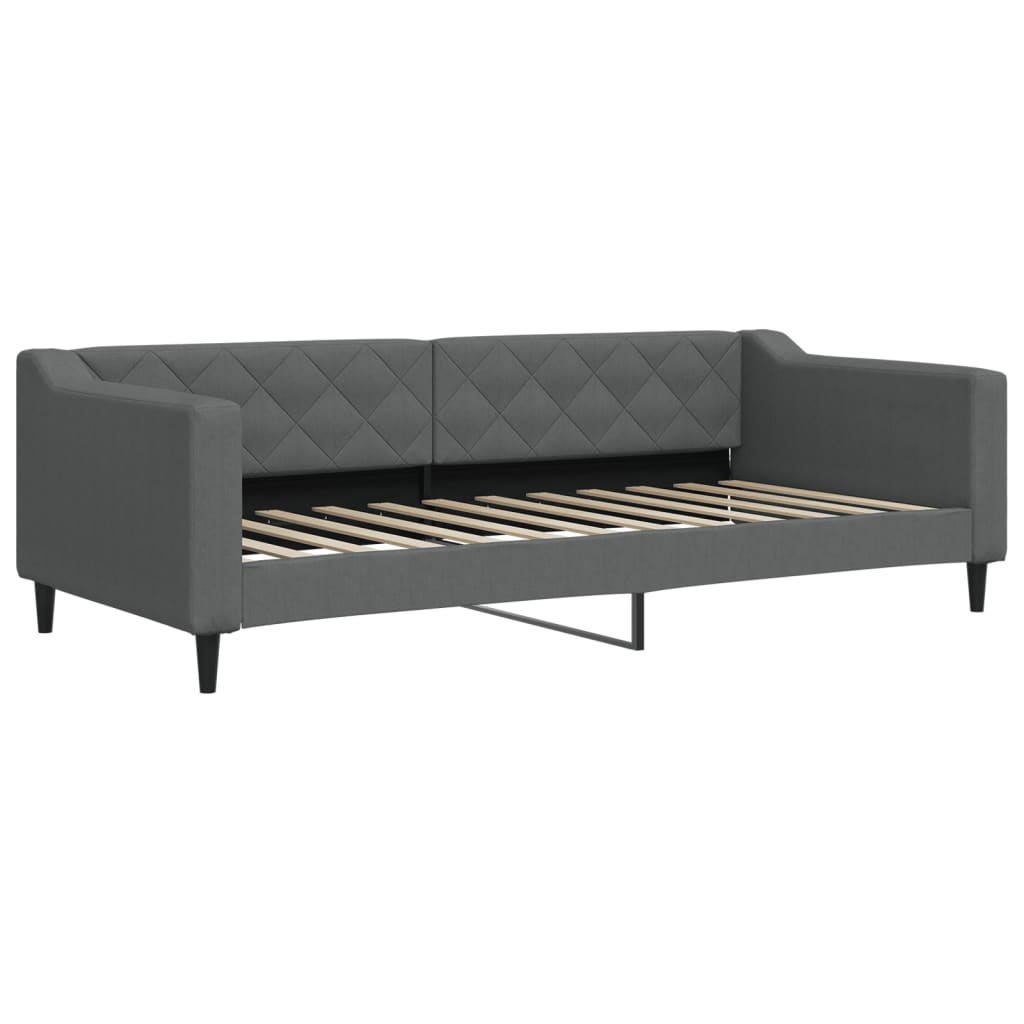 daybed med udtræk og madras 90x200 cm stof mørkegrå
