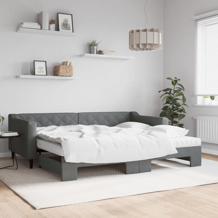 daybed med udtræk og madras 90x200 cm stof mørkegrå