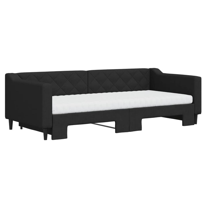 daybed med udtræk og madras 90x200 cm stof sort
