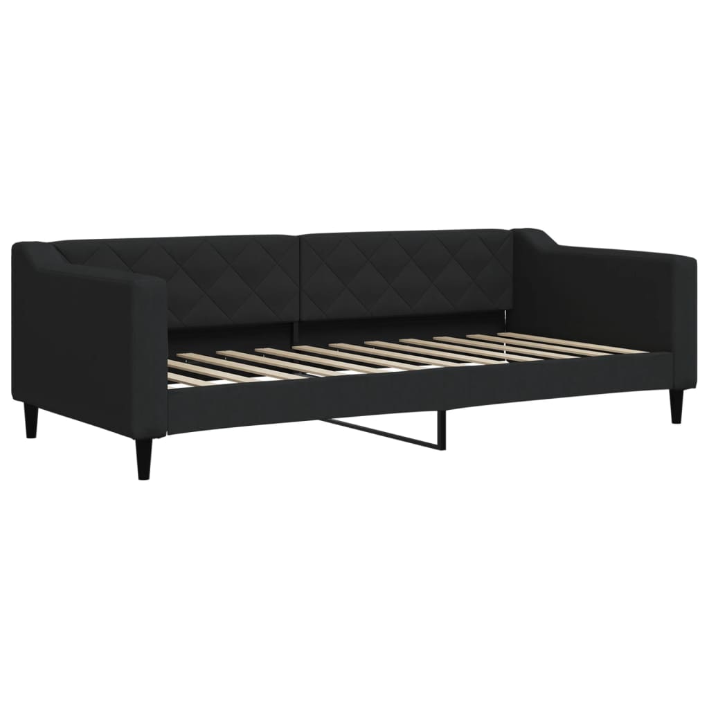 daybed med udtræk og madras 90x200 cm stof sort