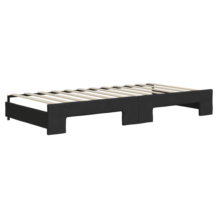 daybed med udtræk og madras 90x200 cm stof sort