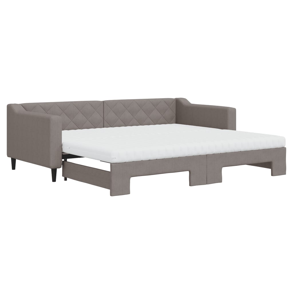 daybed med udtræk og madras 90x200 cm stof gråbrun