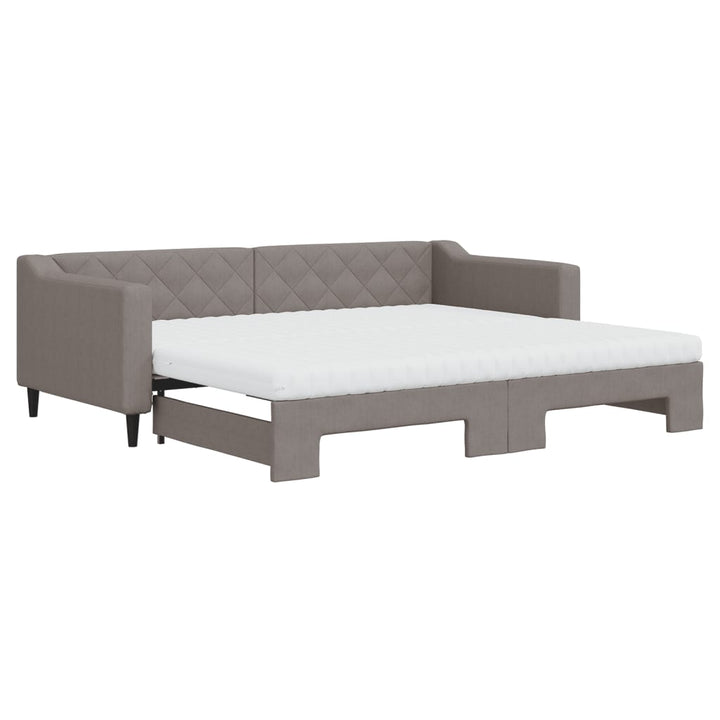 daybed med udtræk og madras 90x200 cm stof gråbrun