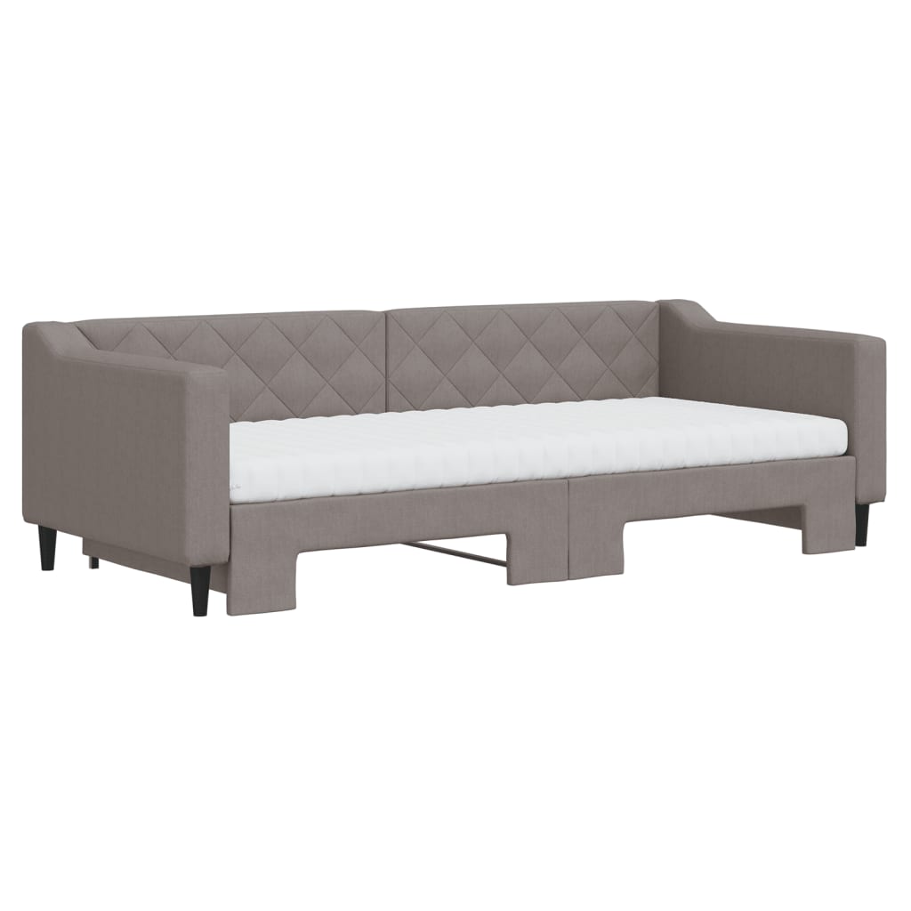 daybed med udtræk og madras 90x200 cm stof gråbrun