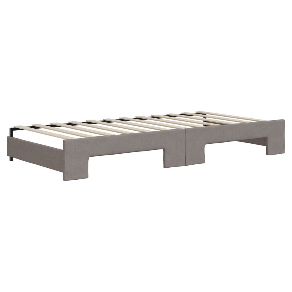 daybed med udtræk og madras 90x200 cm stof gråbrun