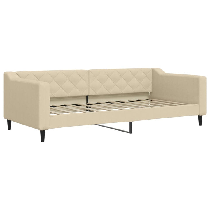 daybed med udtræk og madras 90x200 cm stof cremefarvet