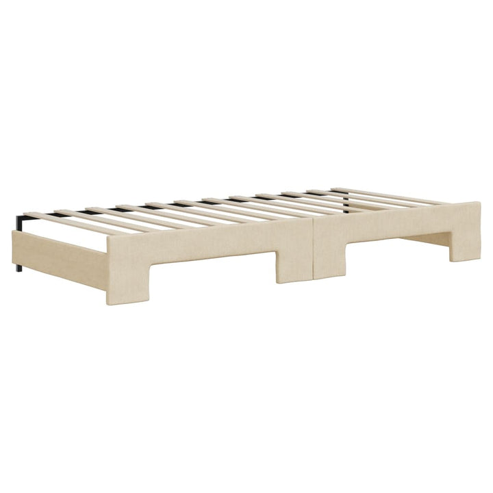daybed med udtræk og madras 90x200 cm stof cremefarvet