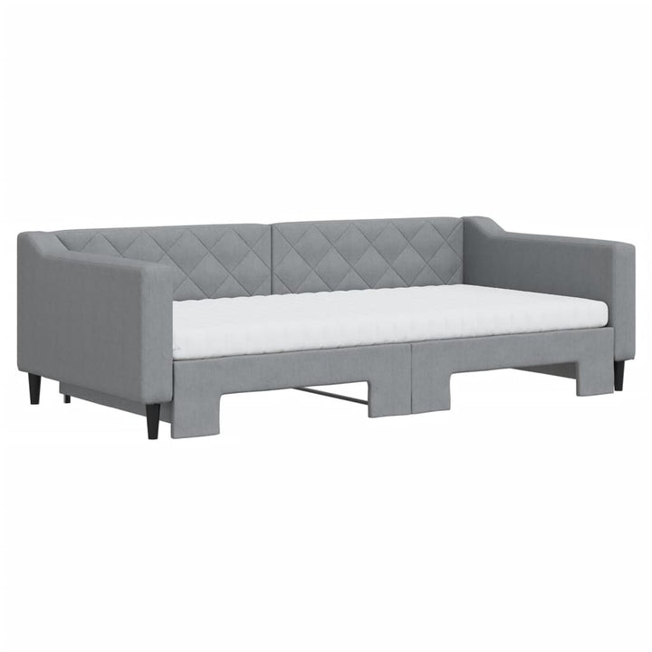 daybed med udtræk og madras 100x200 cm stof lysegrå