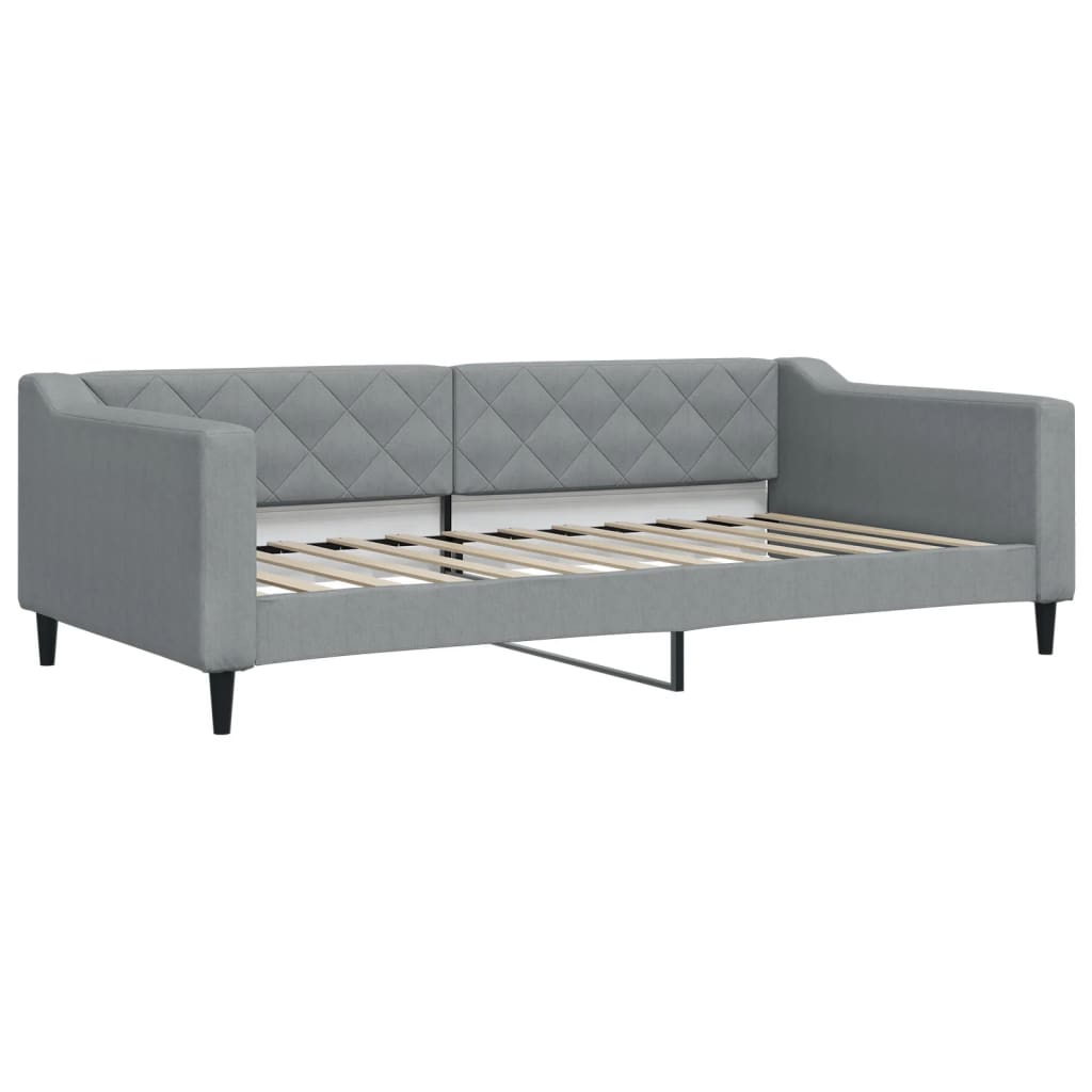 daybed med udtræk og madras 100x200 cm stof lysegrå