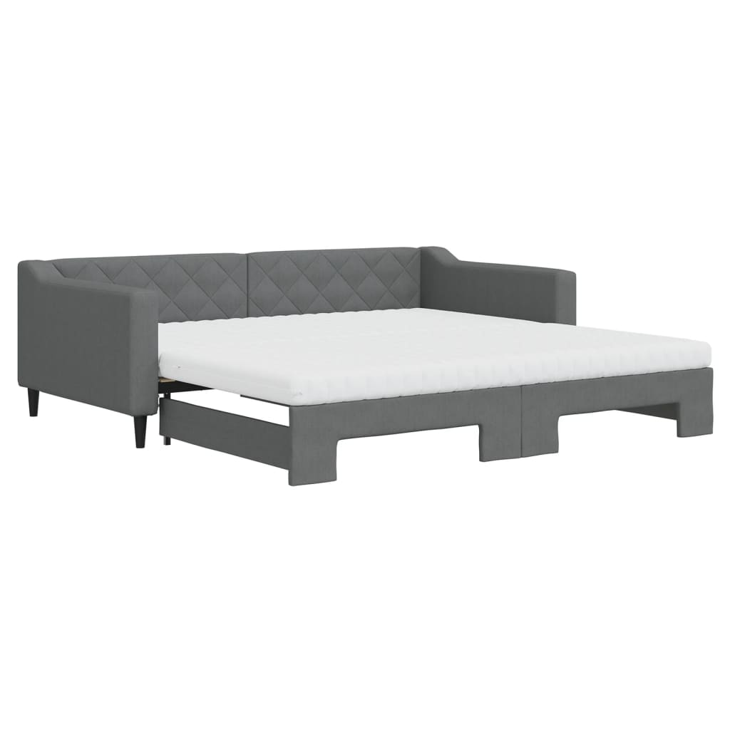 daybed med udtræk og madras 100x200 cm stof mørkegrå