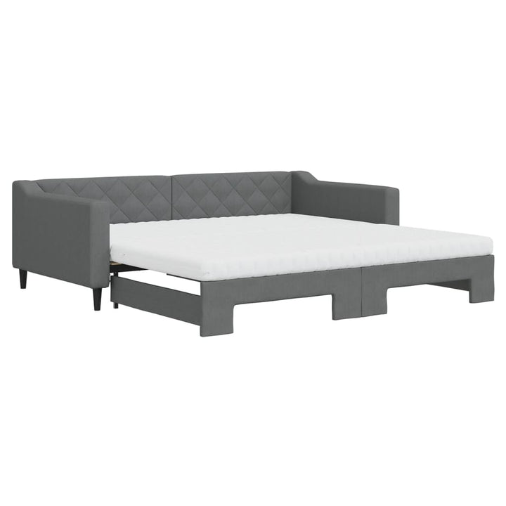 daybed med udtræk og madras 100x200 cm stof mørkegrå