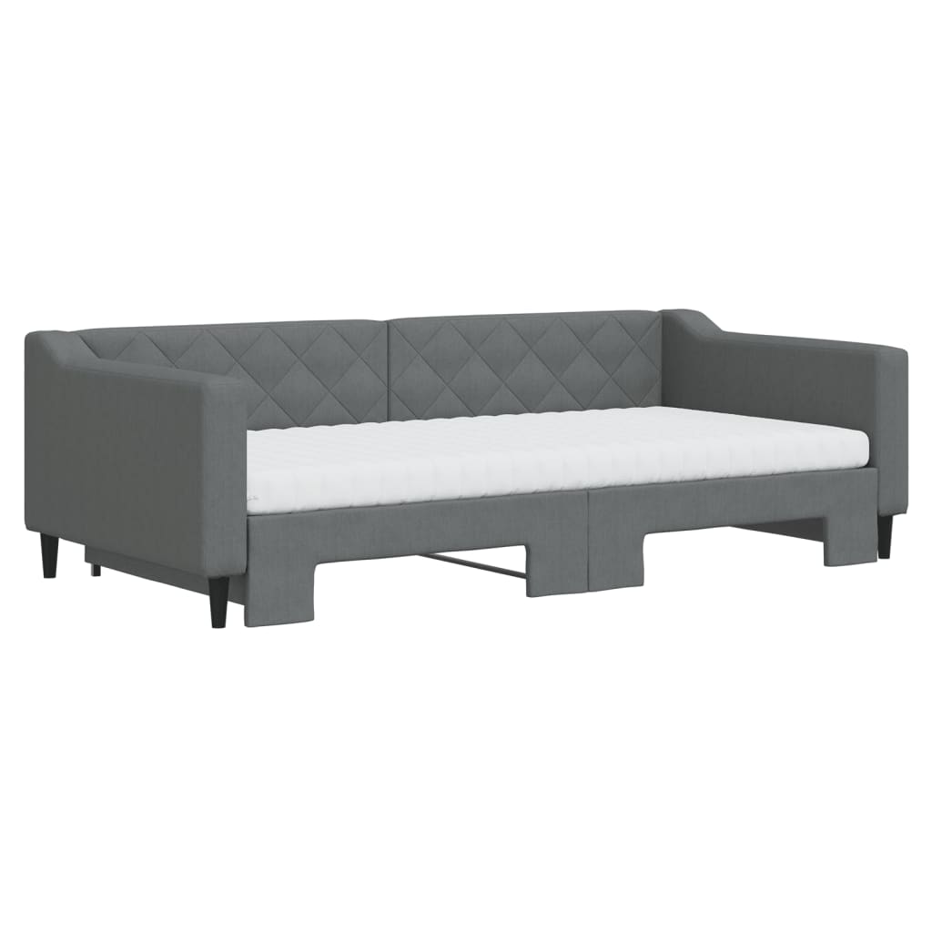daybed med udtræk og madras 100x200 cm stof mørkegrå