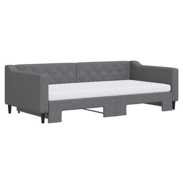 daybed med udtræk og madras 100x200 cm stof mørkegrå