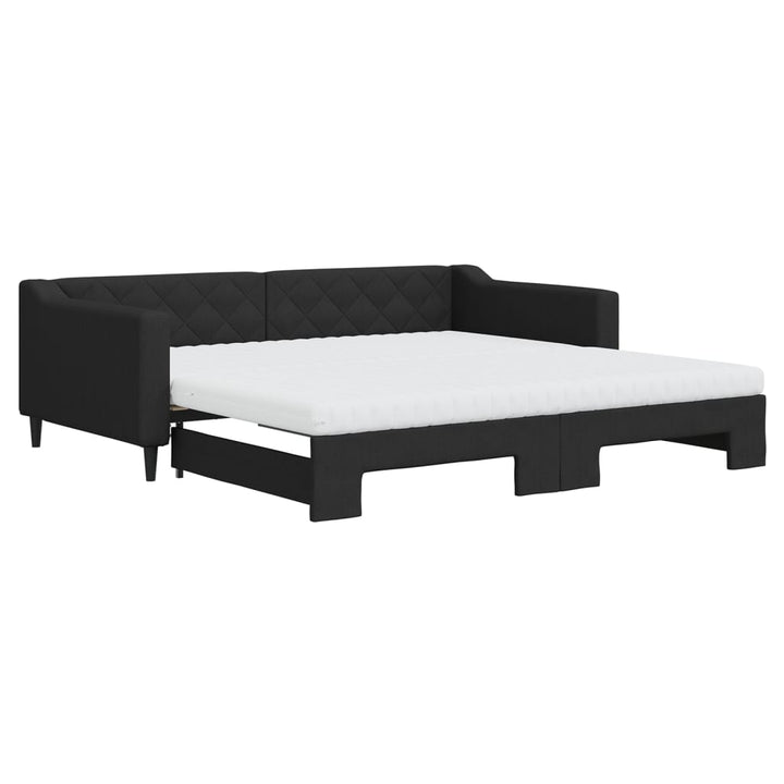 daybed med udtræk og madras 100x200 cm stof sort