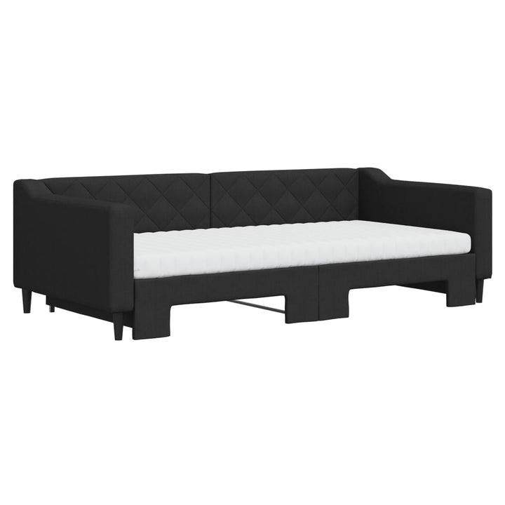 daybed med udtræk og madras 100x200 cm stof sort