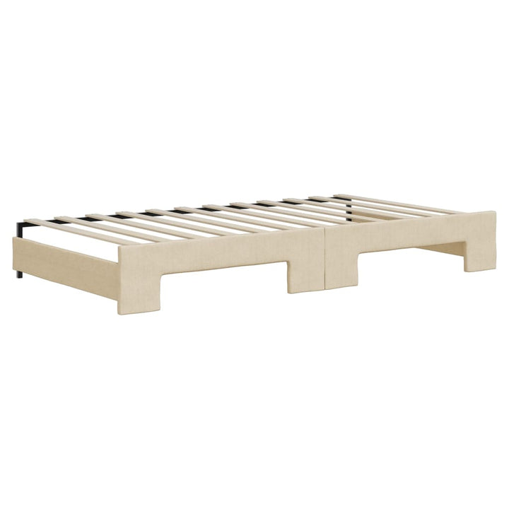 daybed med udtræk og madras 100x200 cm stof cremefarvet