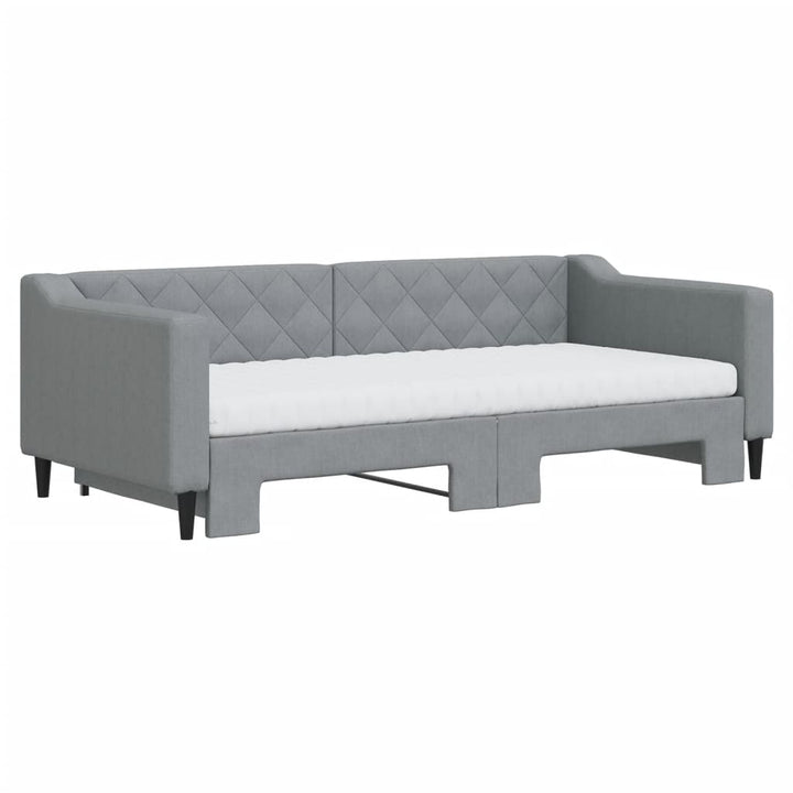 daybed med udtræk og madras 90x190 cm stof lysegrå
