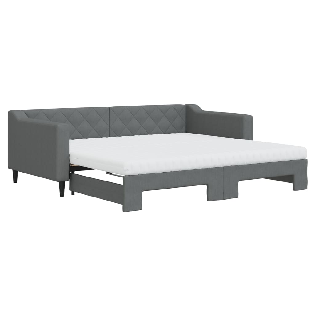 daybed med udtræk og madras 90x190 cm stof mørkegrå
