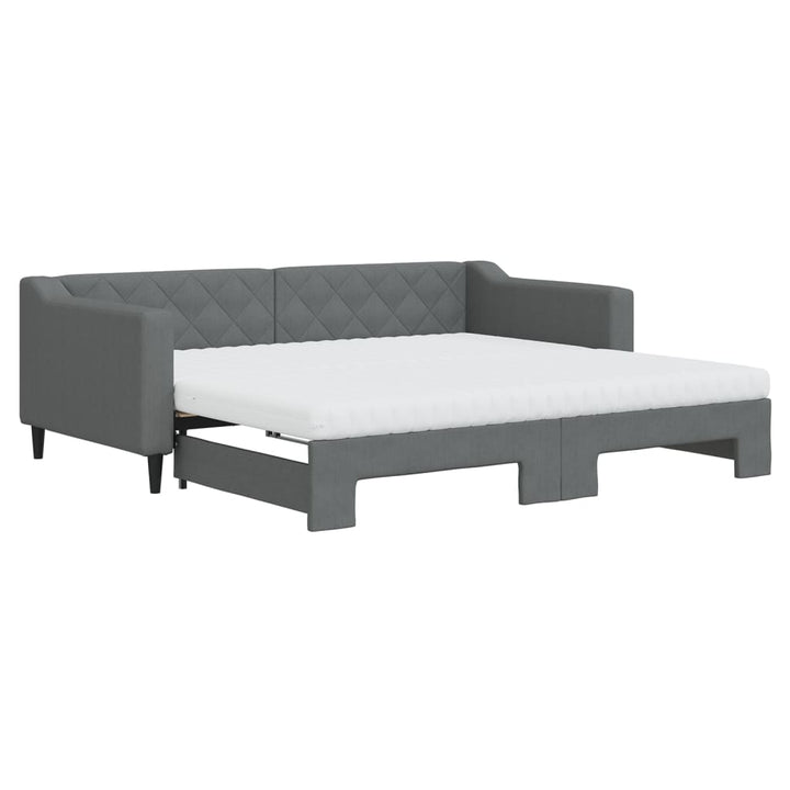 daybed med udtræk og madras 90x190 cm stof mørkegrå