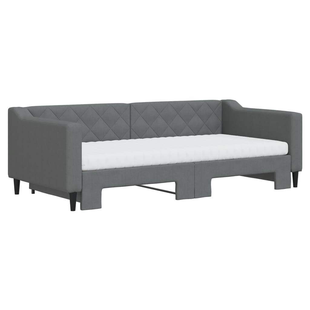 daybed med udtræk og madras 90x190 cm stof mørkegrå
