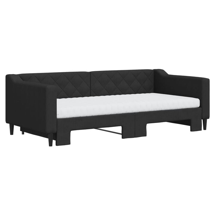 daybed med udtræk og madras 90x190 cm stof sort