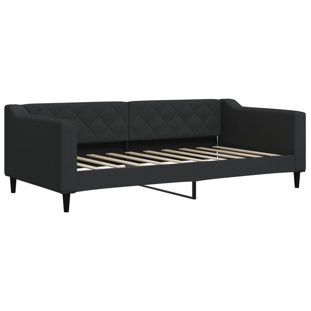 daybed med udtræk og madras 90x190 cm stof sort