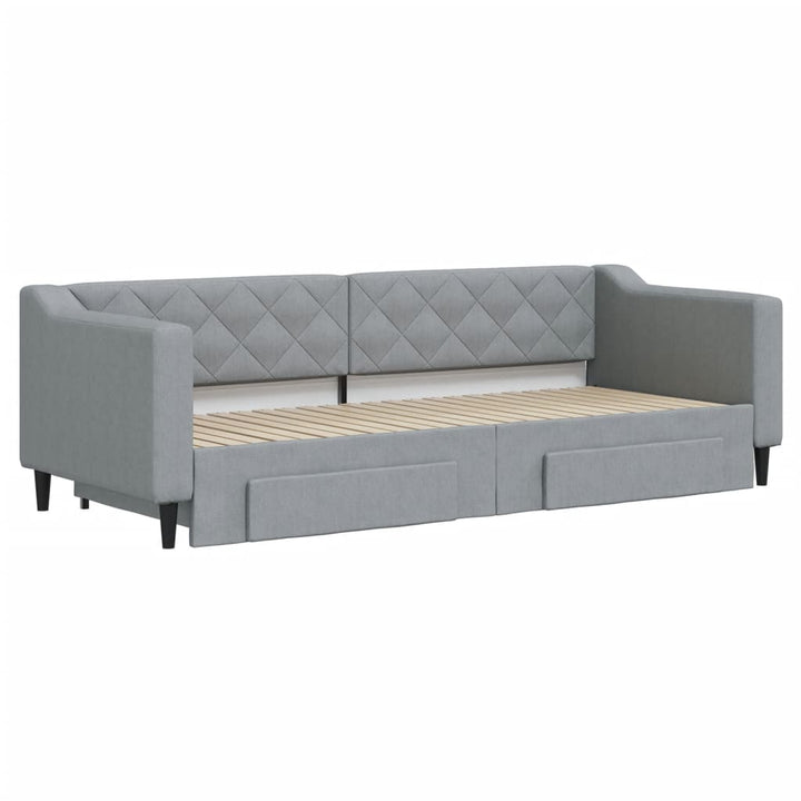 daybed med udtræk og skuffer 80x200 cm stof lysegrå