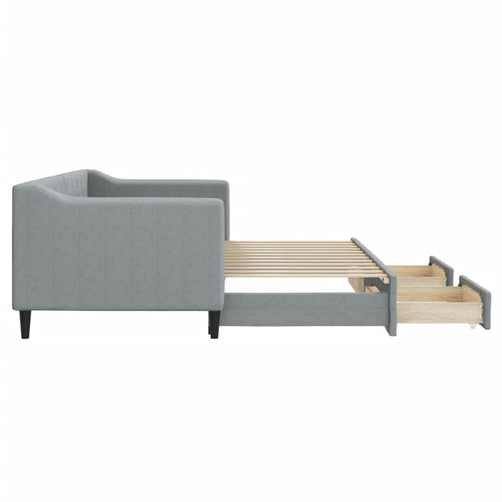 daybed med udtræk og skuffer 80x200 cm stof lysegrå