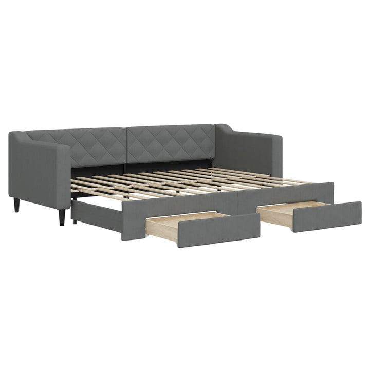 daybed med udtræk og skuffer 80x200 cm stof mørkegrå