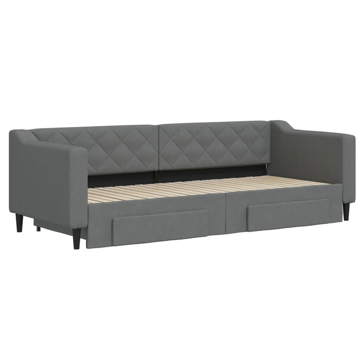 daybed med udtræk og skuffer 80x200 cm stof mørkegrå