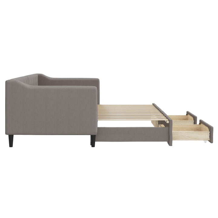 daybed med udtræk og skuffer 80x200 cm stof gråbrun