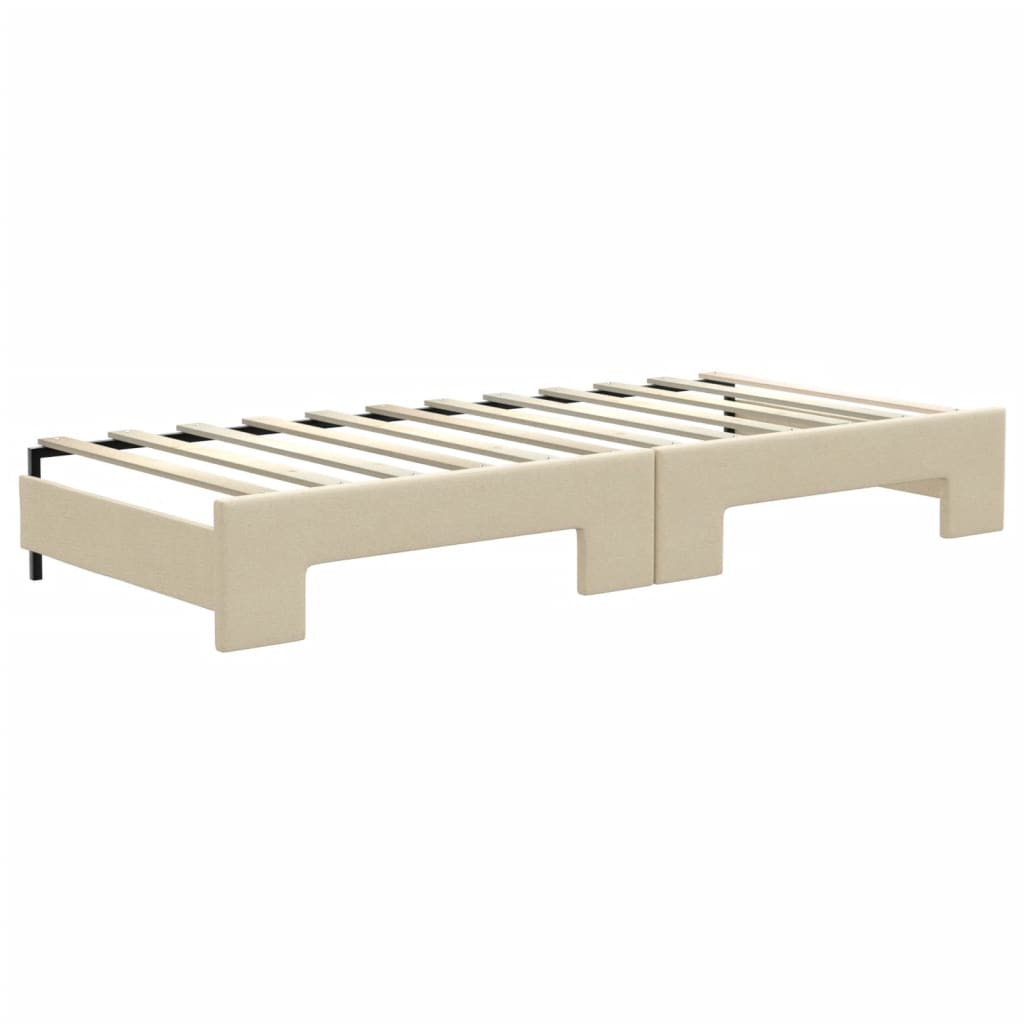 daybed med udtræk og skuffer 80x200 cm stof cremefarvet