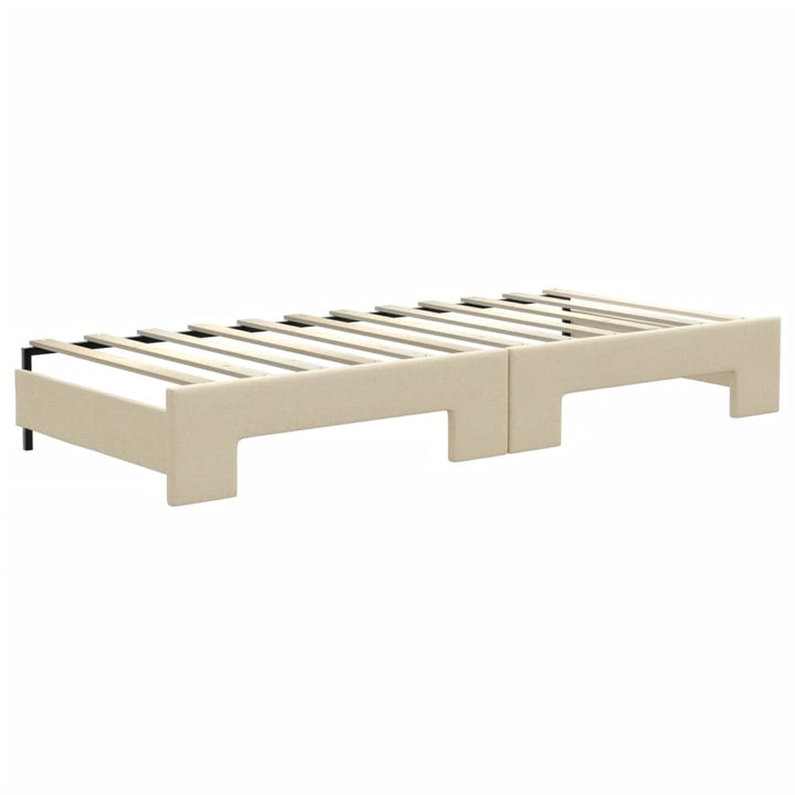 daybed med udtræk og skuffer 80x200 cm stof cremefarvet