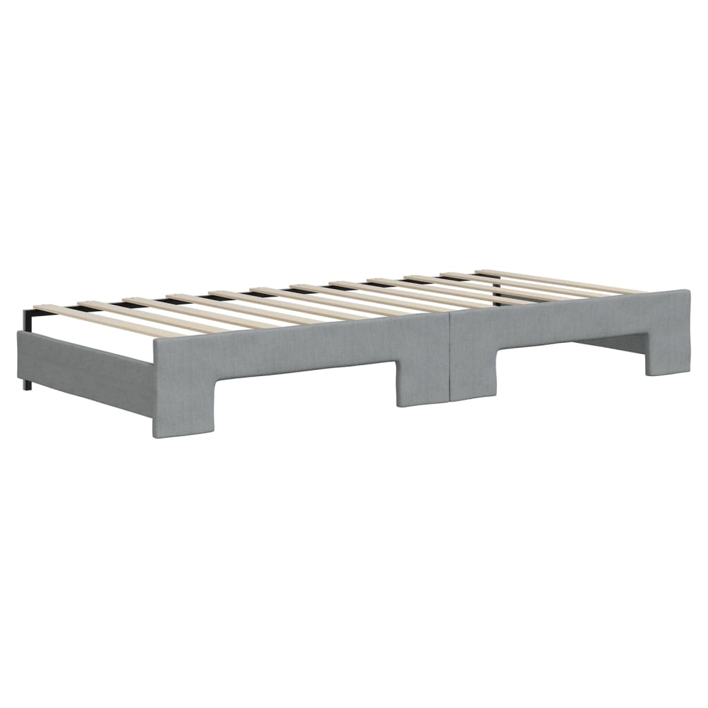 daybed med udtræk og skuffer 90x200 cm stof lysegrå