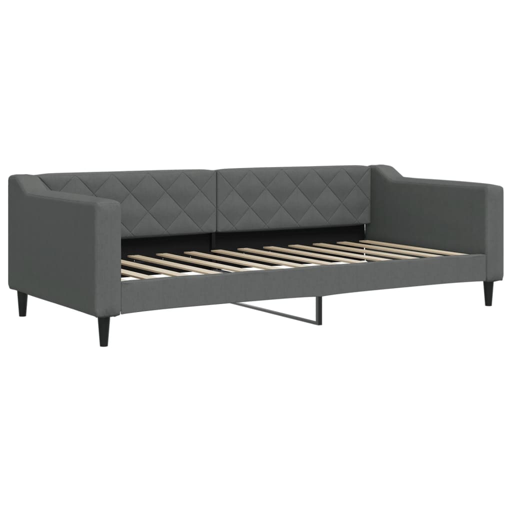 daybed med udtræk og skuffer 90x200 cm stof mørkegrå