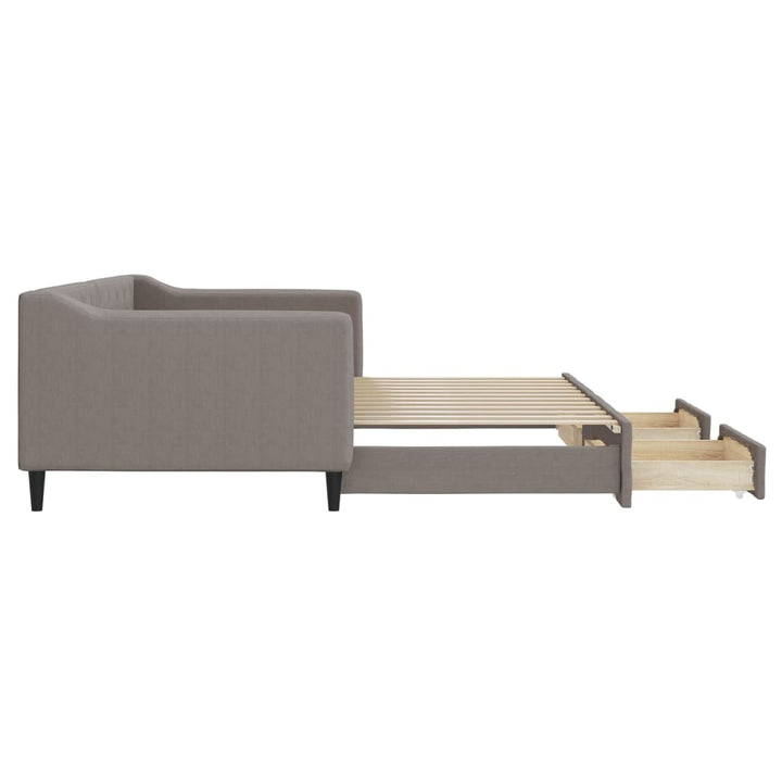 daybed med udtræk og skuffer 90x200 cm stof gråbrun