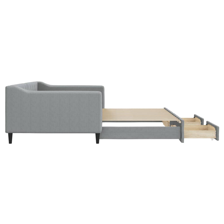 daybed med udtræk og skuffer 100x200 cm stof lysegrå