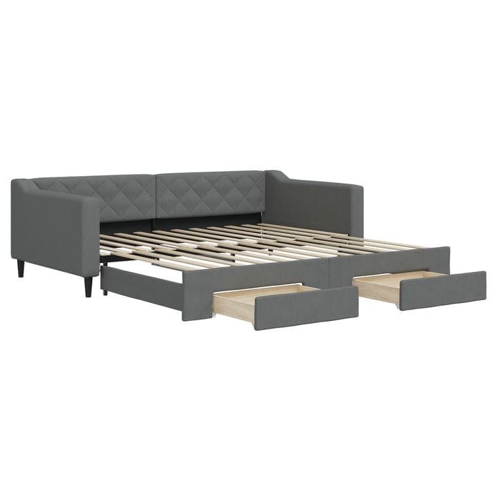 daybed med udtræk og skuffer 100x200 cm stof mørkegrå