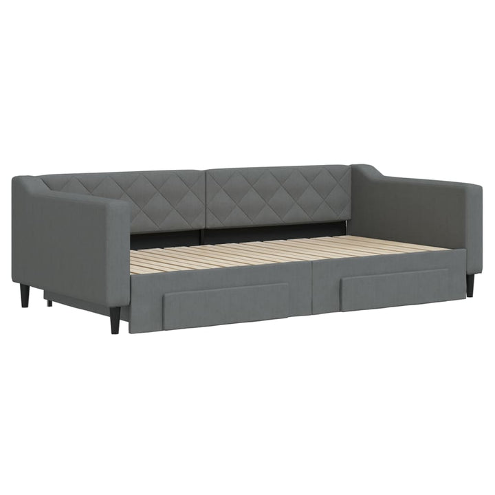 daybed med udtræk og skuffer 100x200 cm stof mørkegrå