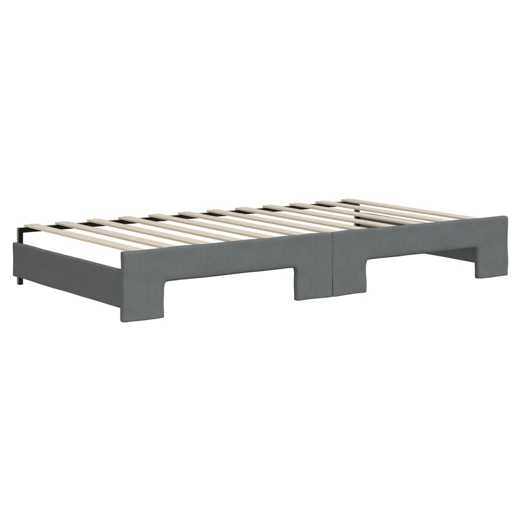 daybed med udtræk og skuffer 100x200 cm stof mørkegrå