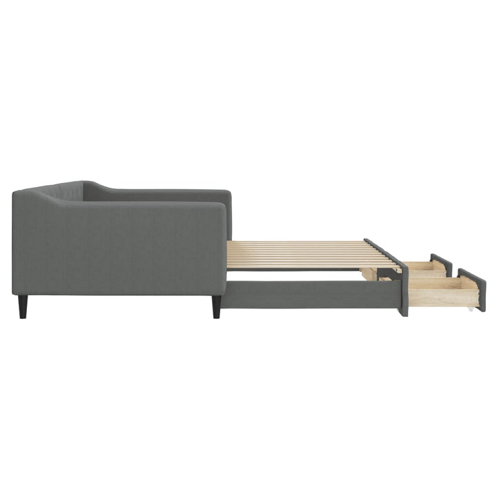 daybed med udtræk og skuffer 100x200 cm stof mørkegrå