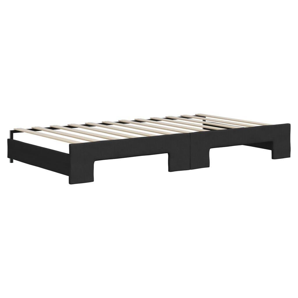 daybed med udtræk og skuffer 100x200 cm stof sort