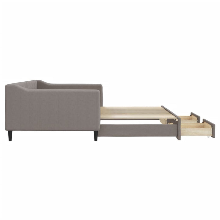 daybed med udtræk og skuffer 100x200 cm stof gråbrun