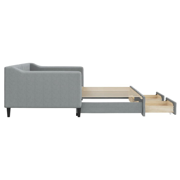 daybed med udtræk og skuffer 90x190 cm stof lysegrå
