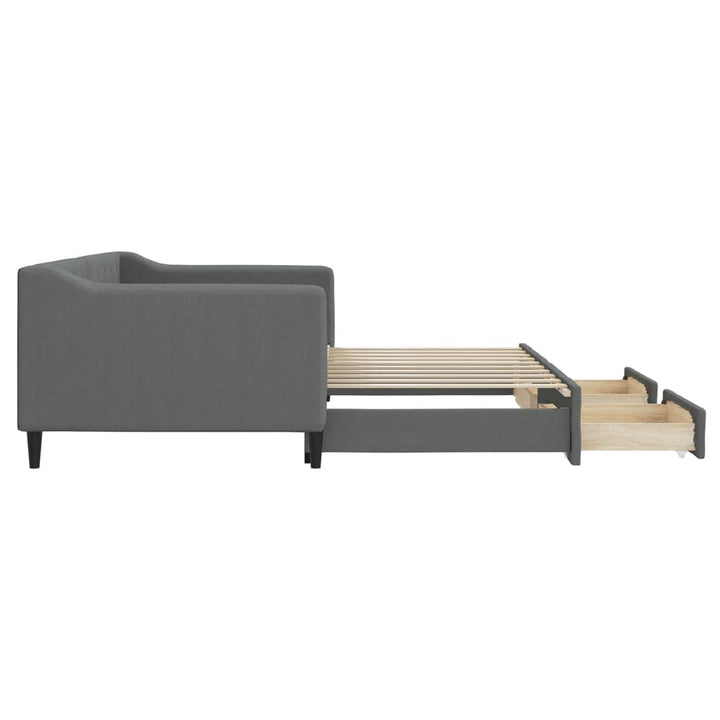 daybed med udtræk og skuffer 90x190 cm stof mørkegrå